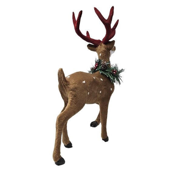 Standing Deer with Faux Greenery Christmas Animal Holiday Party Decoration - Picture 4 of 5